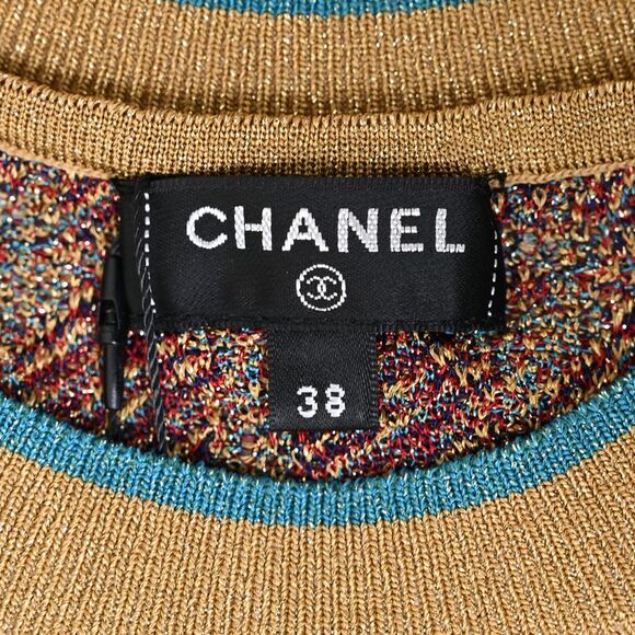 Chanel Patterned Long Sleeve Mini Dress in Multicolor Viscose - Picture 4 of 5